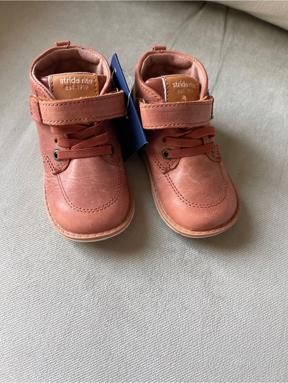 Stride Rite Toddler Leather Walker Boots in Rust and Tan